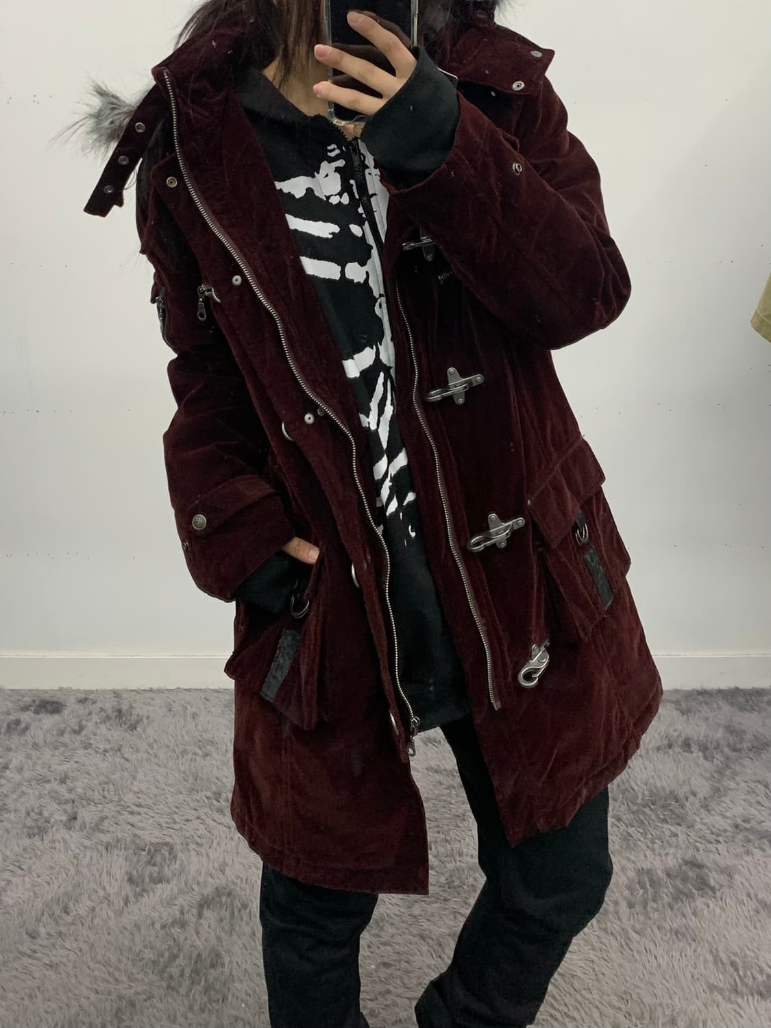 Agate label 파이어맨 v-kei 스웨이드 퍼 버클자켓 상품이미지2