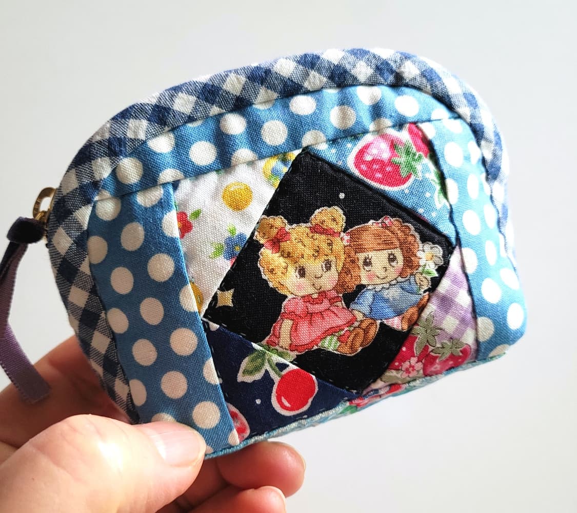 블루롤리앤캘리퀼트동전지갑/핸드메이드/퀼트지갑/이어폰지갑/크리스마스선물 상품이미지1
