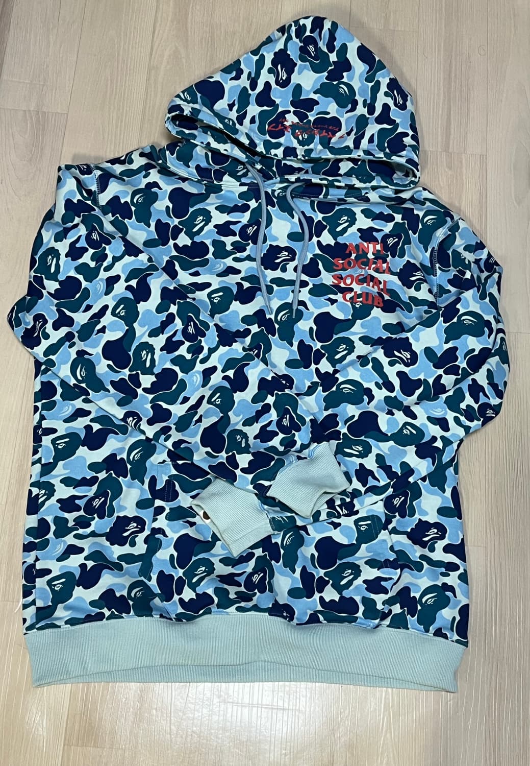 베이프 X 안티소셜클럽 블루 카모 후드티 상품이미지3