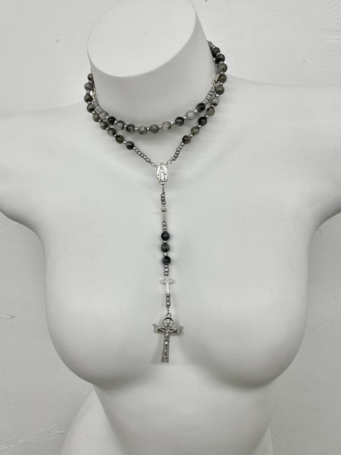 펑크 원석 십자가 로자리오 네크리스 상품이미지2