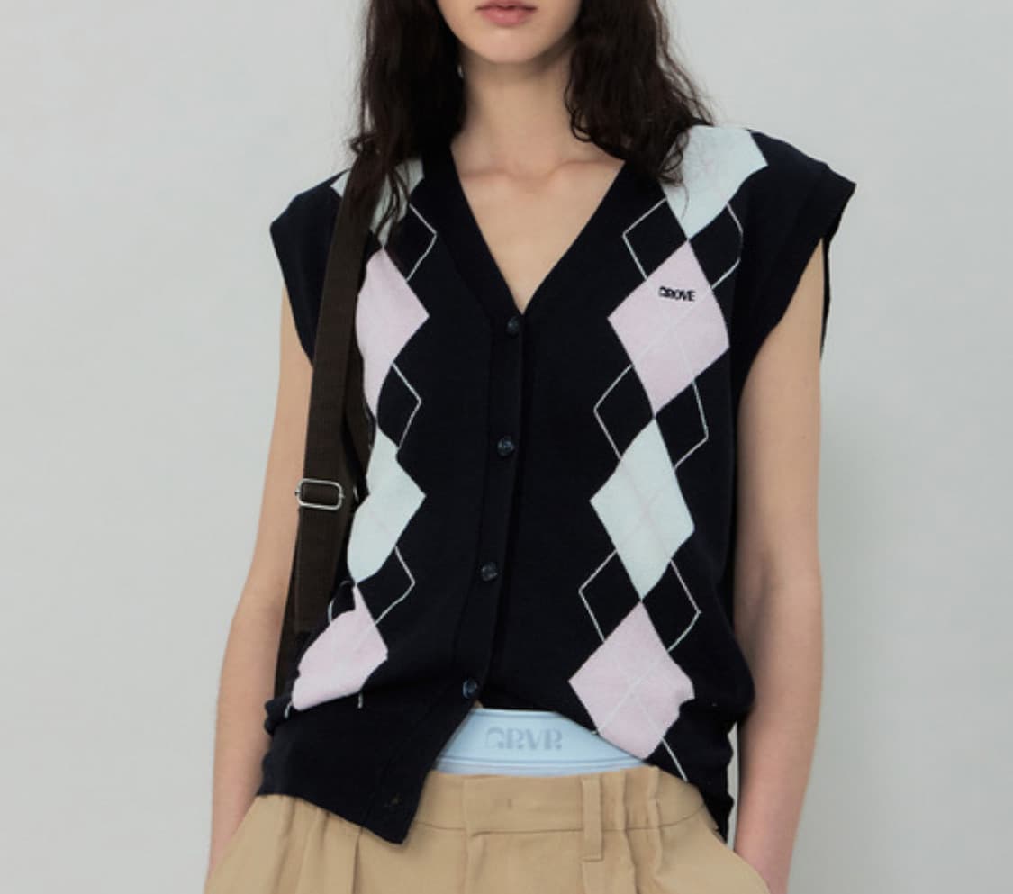 그로브 아가일 니트 베스트 상품이미지2