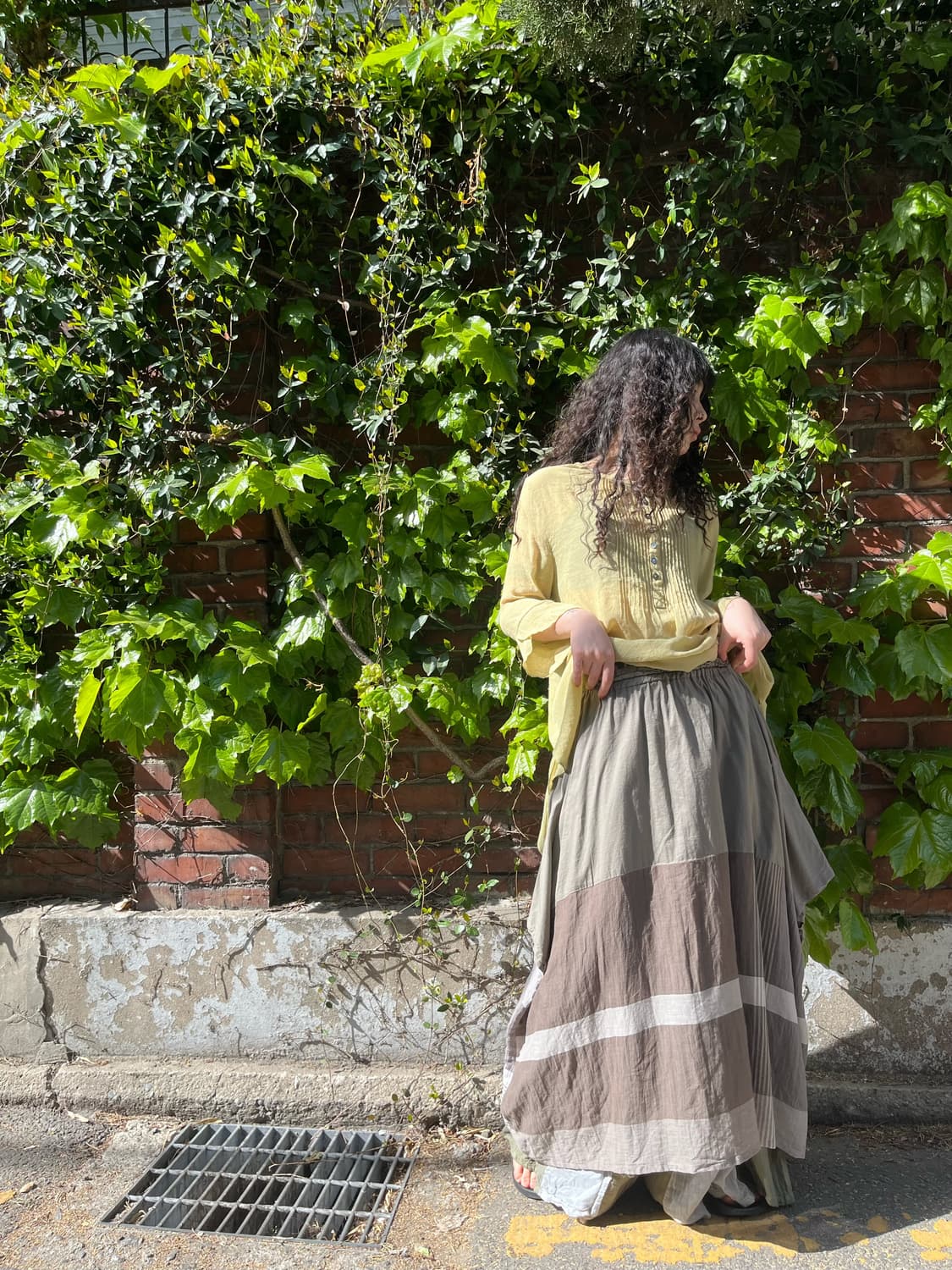 빈티지무드 줄무늬 롱 스커트 상품이미지3