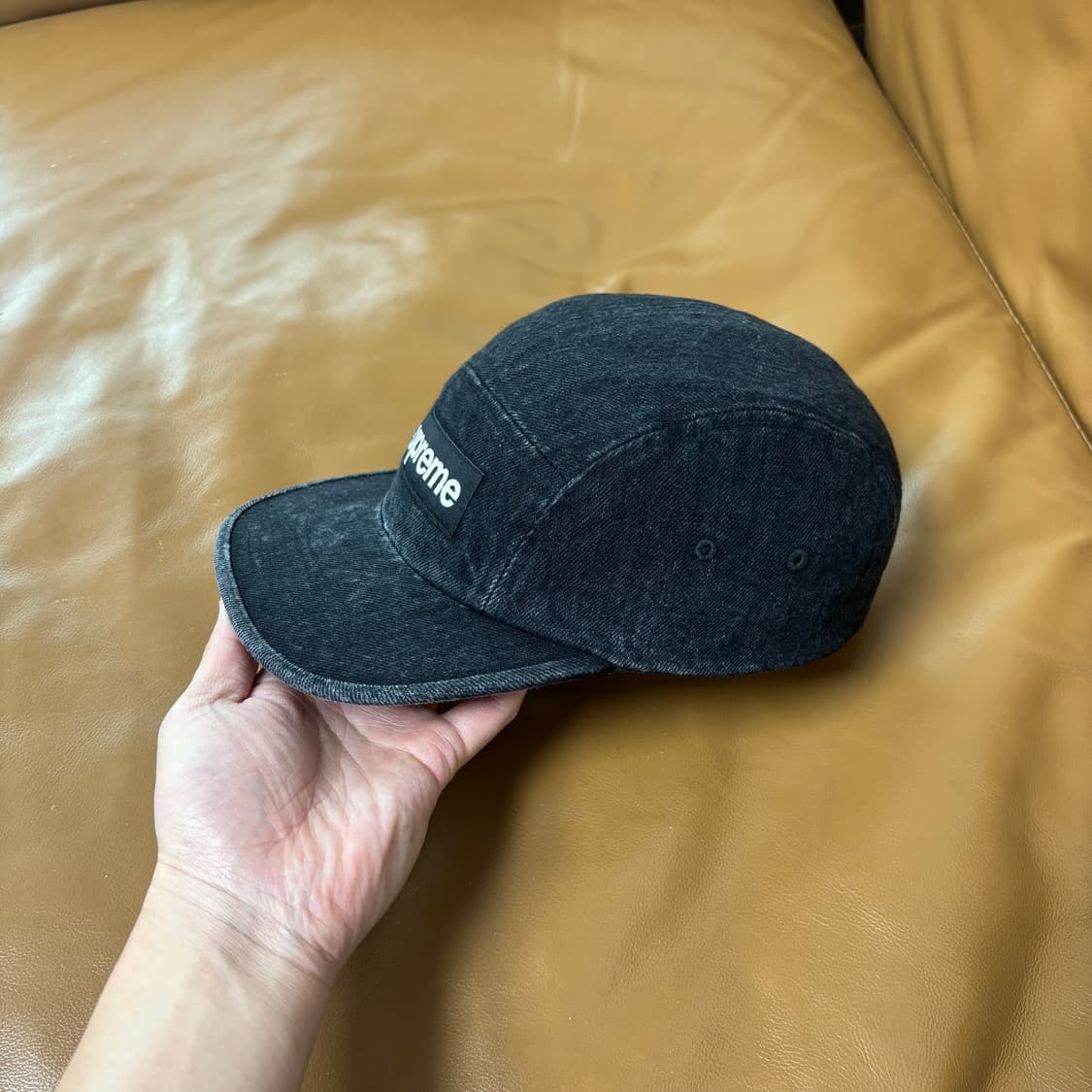 슈프림 캠프캡 모자 박스로고 데님 블랙 상품이미지4