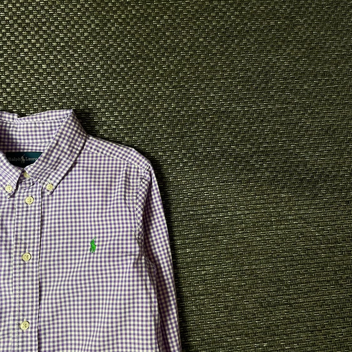 폴로랄프로렌 키즈 그린포니 퍼플 마이크로 체크 긴팔 셔츠 5 상품이미지3