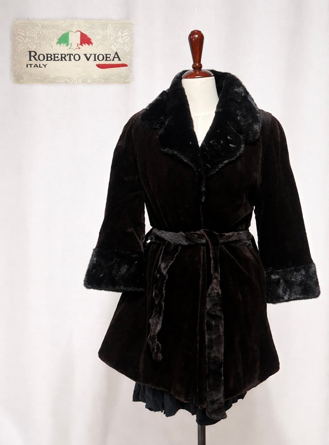 무배) 이태리 사가밍크 블랙 깎은밍크 벨트 퍼코트 상품이미지1