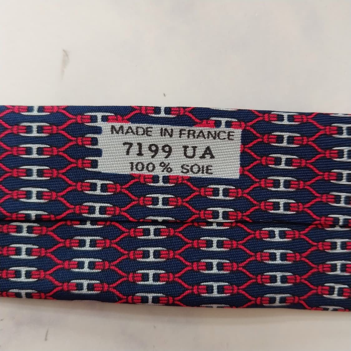 에르메스 실크 네이비 H 패턴 넥타이 8.2cm S~A+등급 K2549 상품이미지10