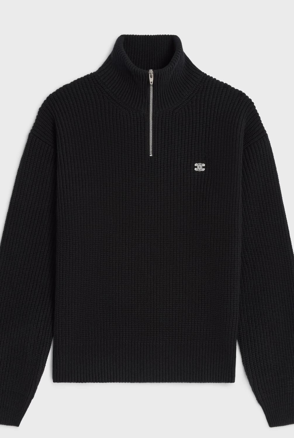 [L] 셀린느 트러커 스웨터 - 리브드 울 블랙 팝니다 상품이미지2