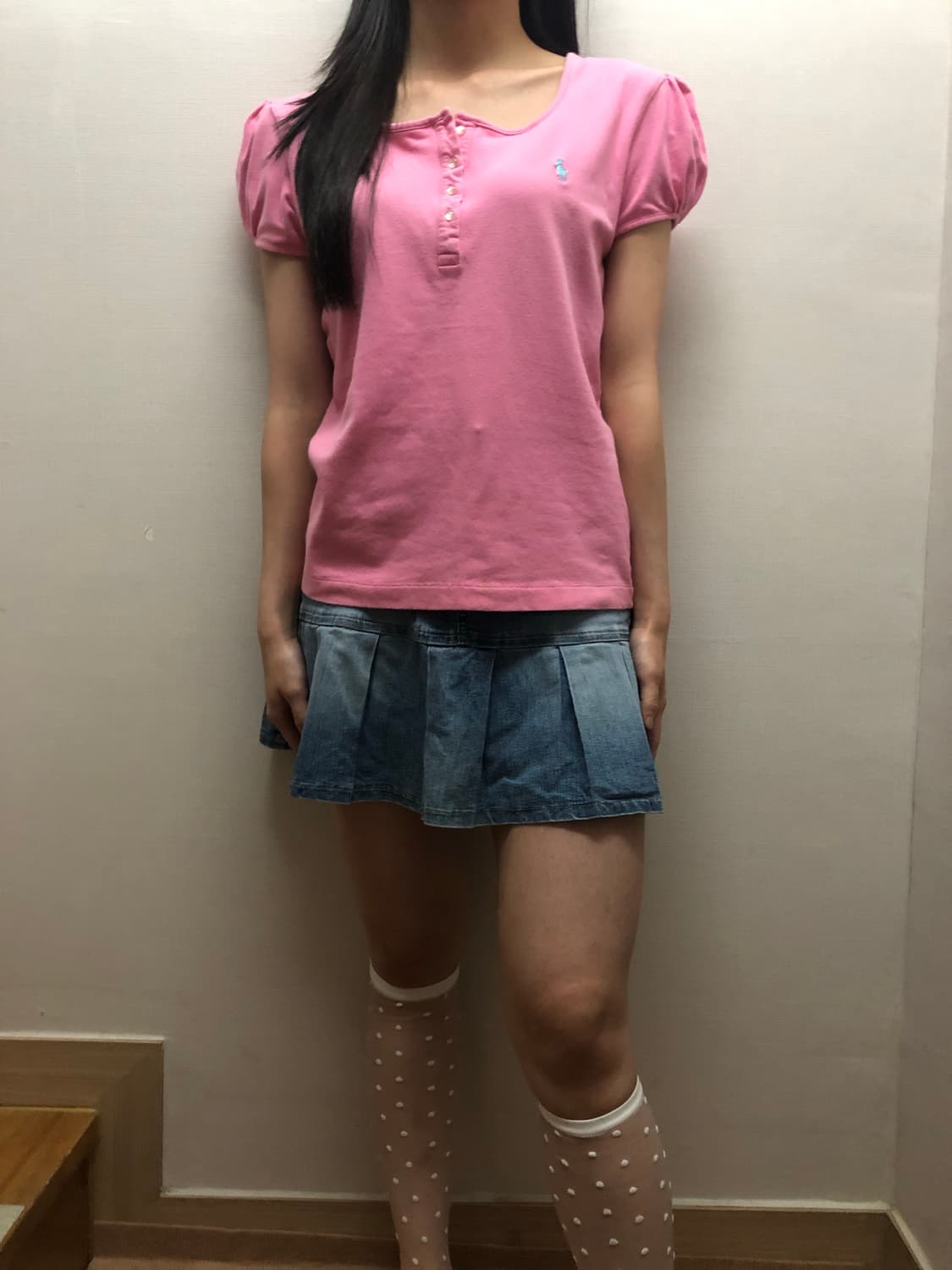 빈티지 데님 플리츠 미니 스커트 상품이미지3