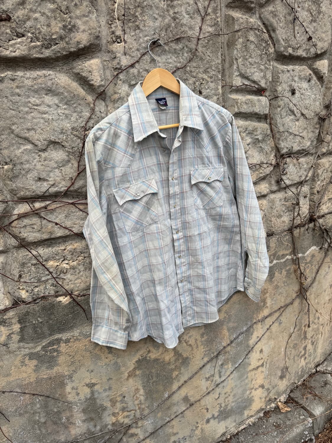 70~80s 리바이스 빈티지 체크 웨스턴 셔츠 L 상품이미지3