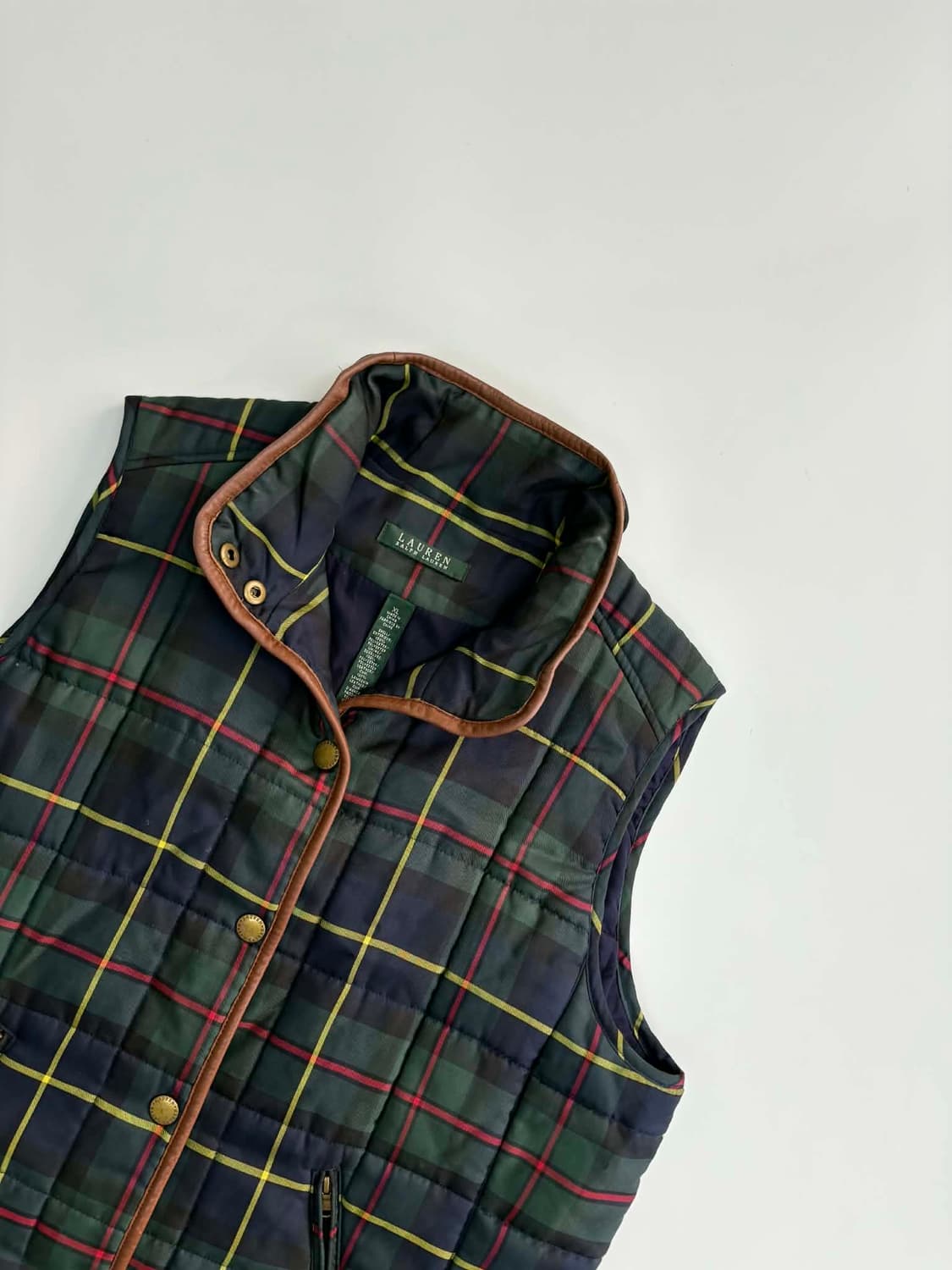 [XL] 랄프로렌 양가죽 타탄체크 퀄팅 베스트 상품이미지7