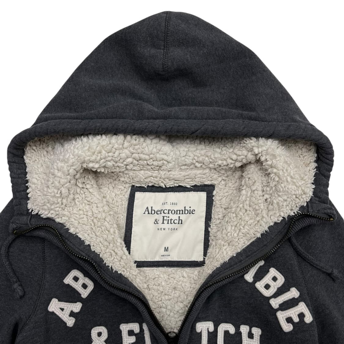 아베크롬비 패치로고 그레이 양털 후드집업 M 상품이미지5