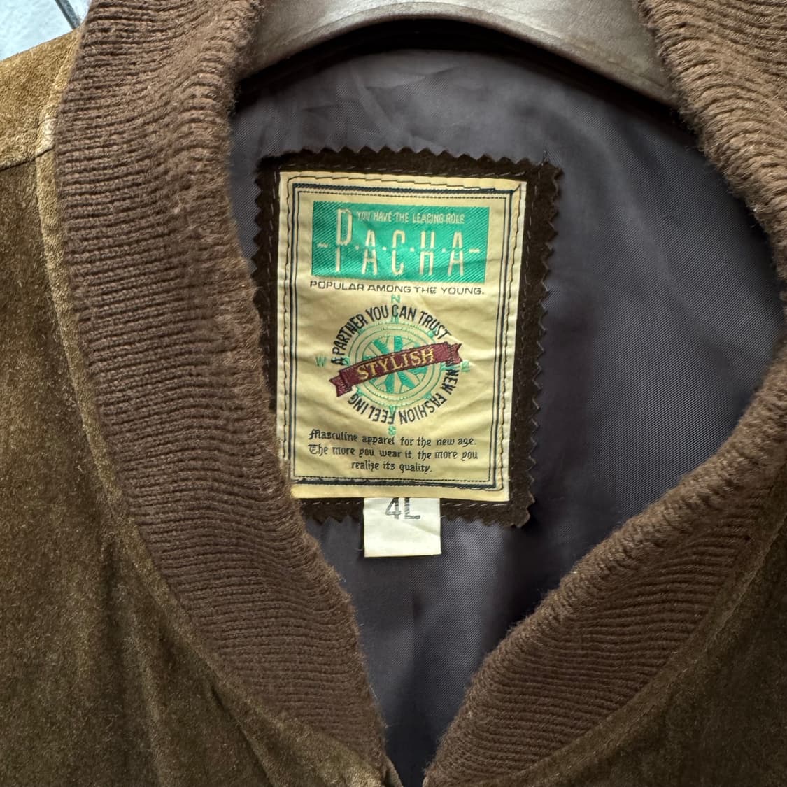 90s JPN VINTAGE 스웨이드 집업 자켓 시보리 포인트 브라운 상품이미지5