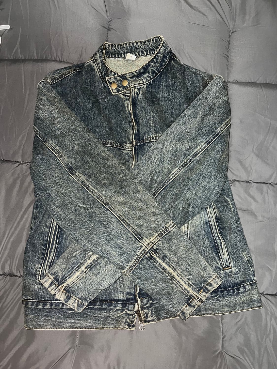 파르티멘토 페이드 워싱 데님 바이커자켓 상품이미지1