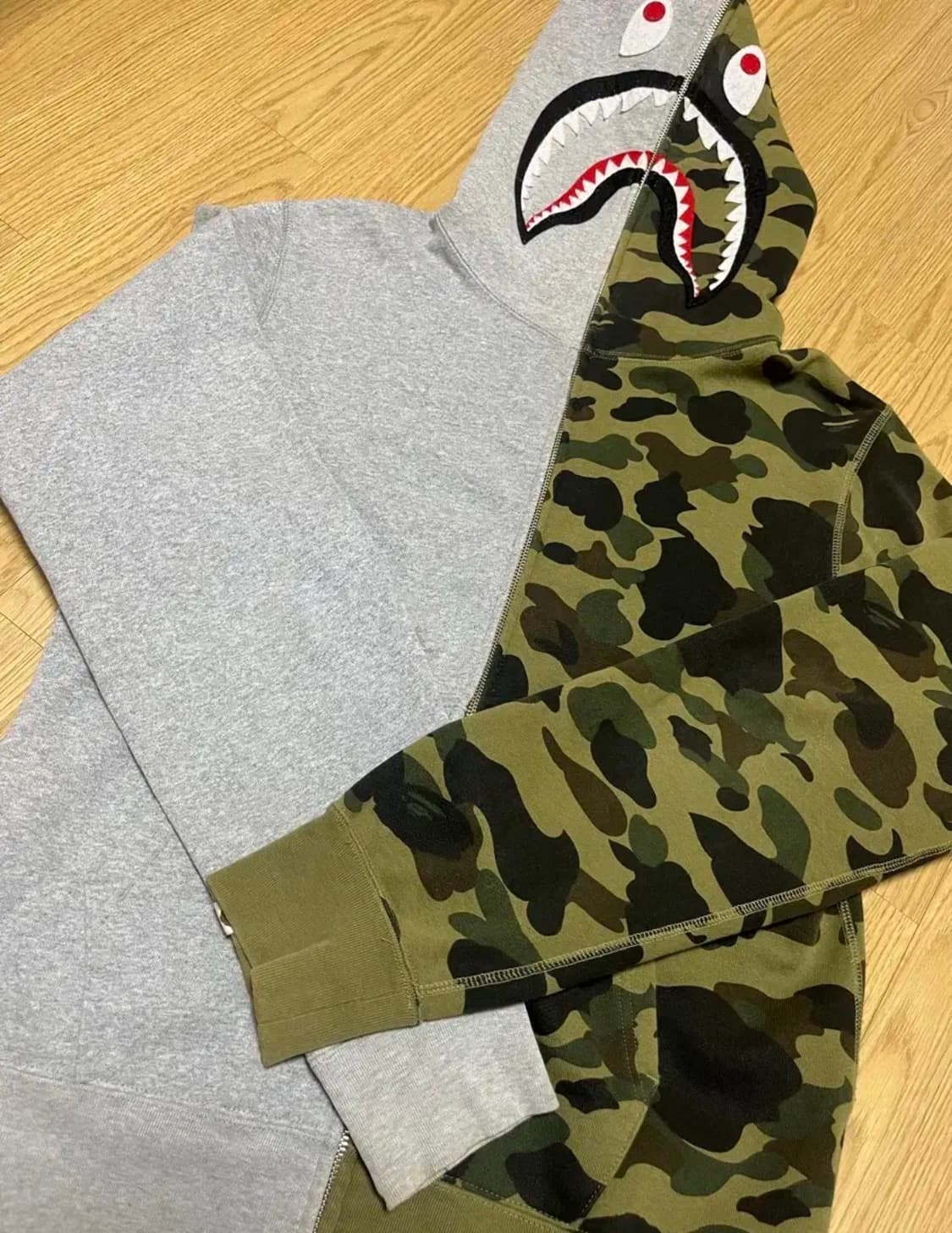 베이프 샤크 후드집업 아수라 카모 회색 L사이즈 상품이미지1