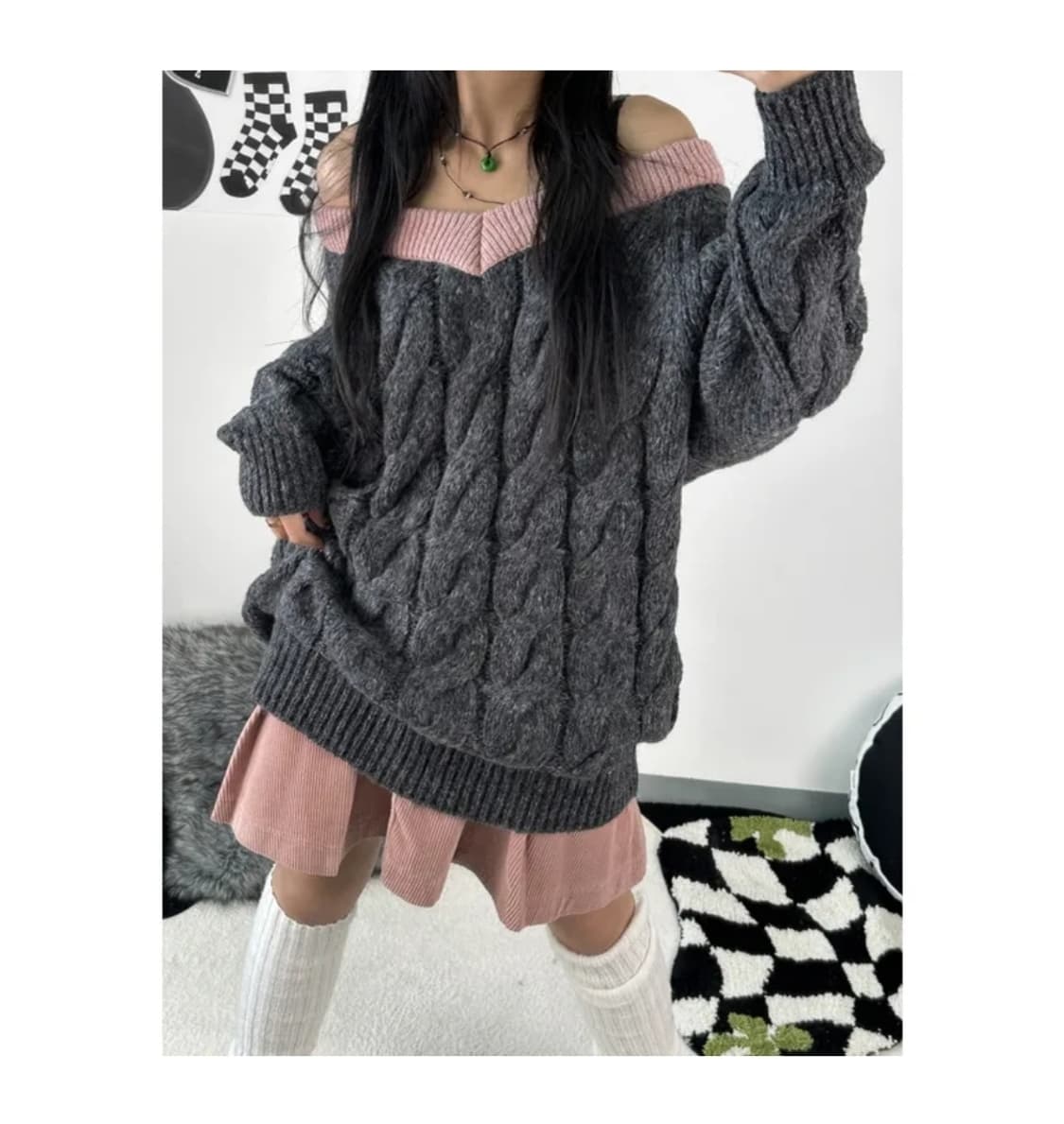 키미스 OOTJ 코듀로이 미디 스커트 핑크 새상품 상품이미지1