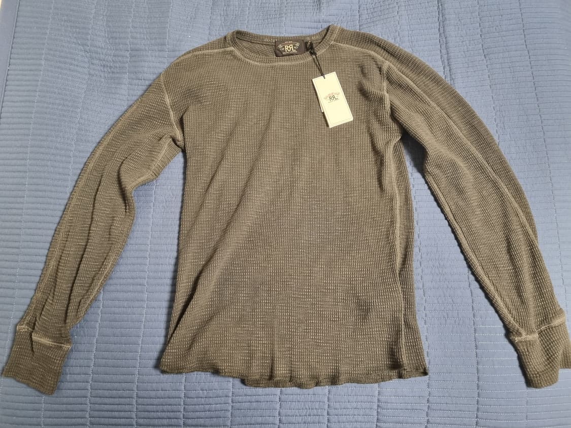 더블알엘(Rrl) 와플 크루넥 긴팔 티셔츠 블랙 상품이미지1