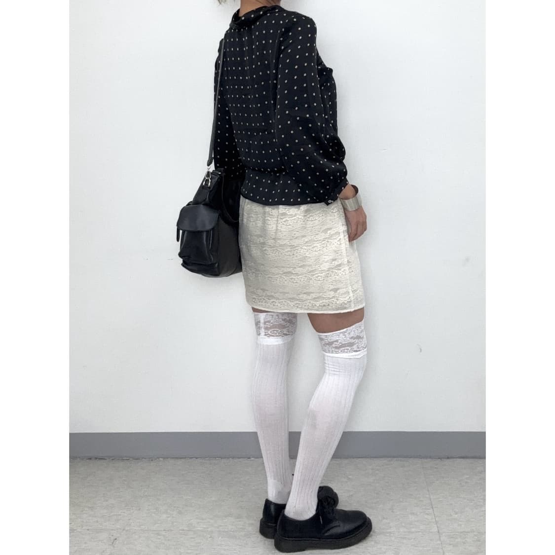 빈티지 블랙 도트 블라우스 상품이미지4