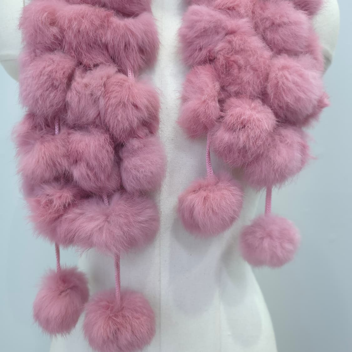 핑크 폼폼 롱 머플러 일본빈티지 상품이미지5