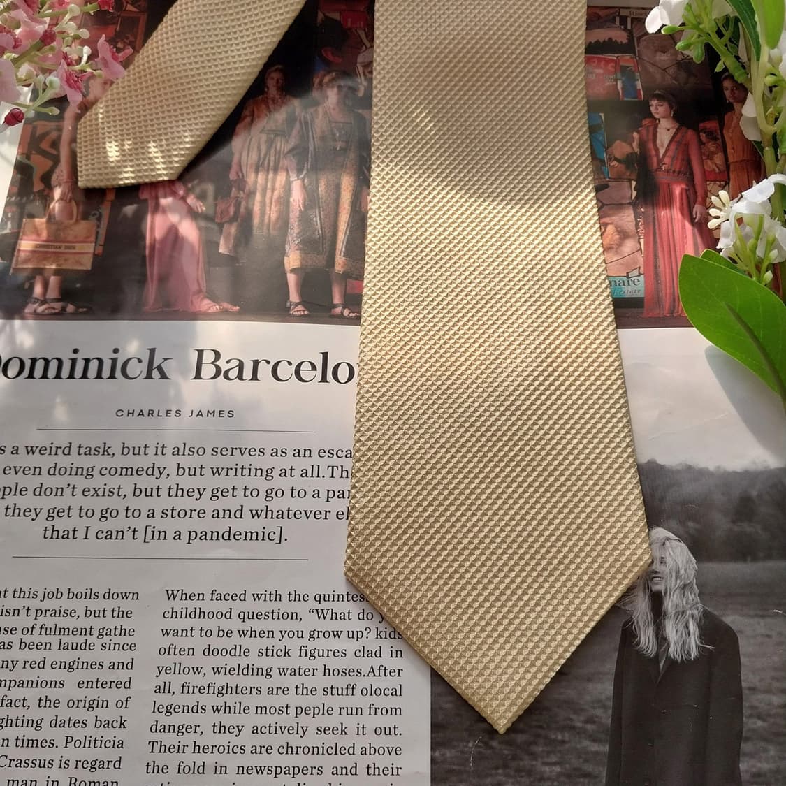 지안프랑코 페레 실크 아이보리 텍스처 넥타이 8.7cm A등급 K1714 상품이미지3