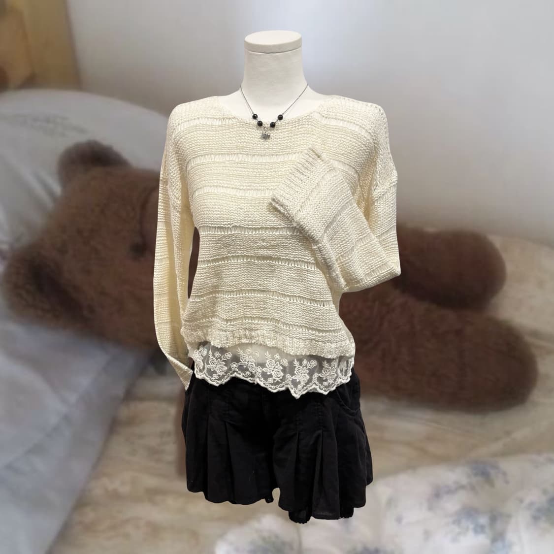 Cutie blonde 블랙 레이어드 플리츠 큐롯 스커트 팬츠 갸루 상품이미지3