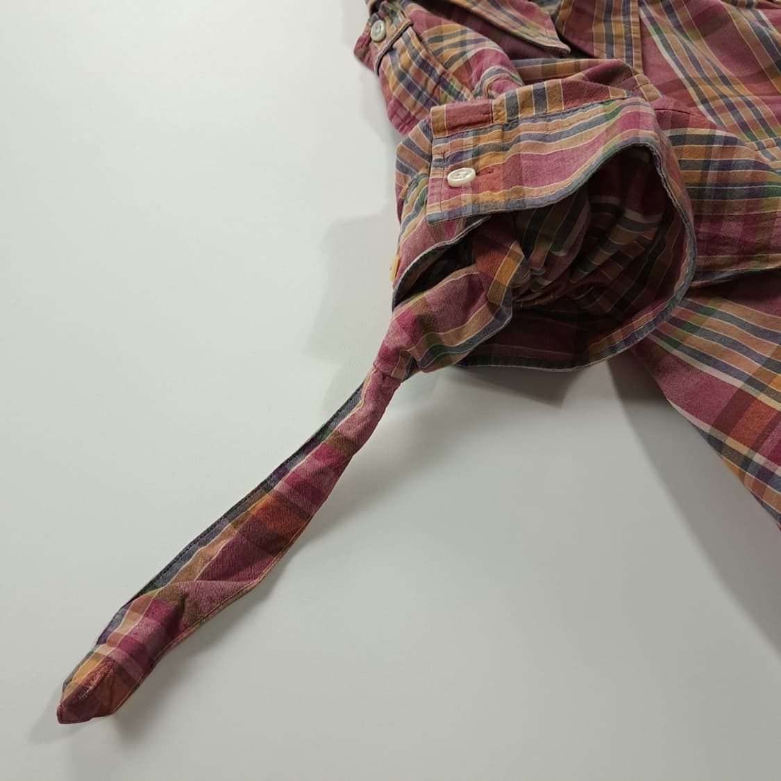 CK207 XL 폴로 90s 핑크 마드라스체크 유틸리티 셔츠 남방 상품이미지6