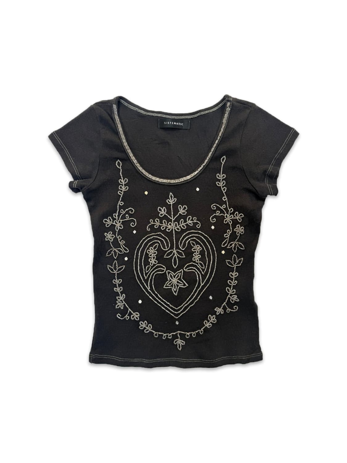 빈티지 SISTEMATIC 비즈 슬림핏 티셔츠 상품이미지1