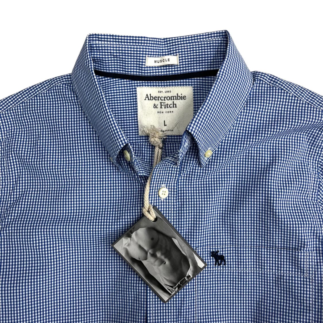 아베크롬비 네이비 순록로고 체크 셔츠 L 상품이미지5