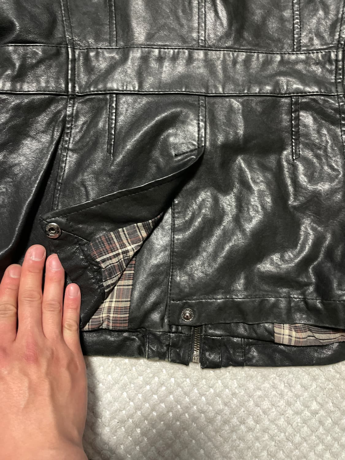 웨스턴 무드 이태리 램스킨 양가죽 절개 포켓 레더 자켓 상품이미지7