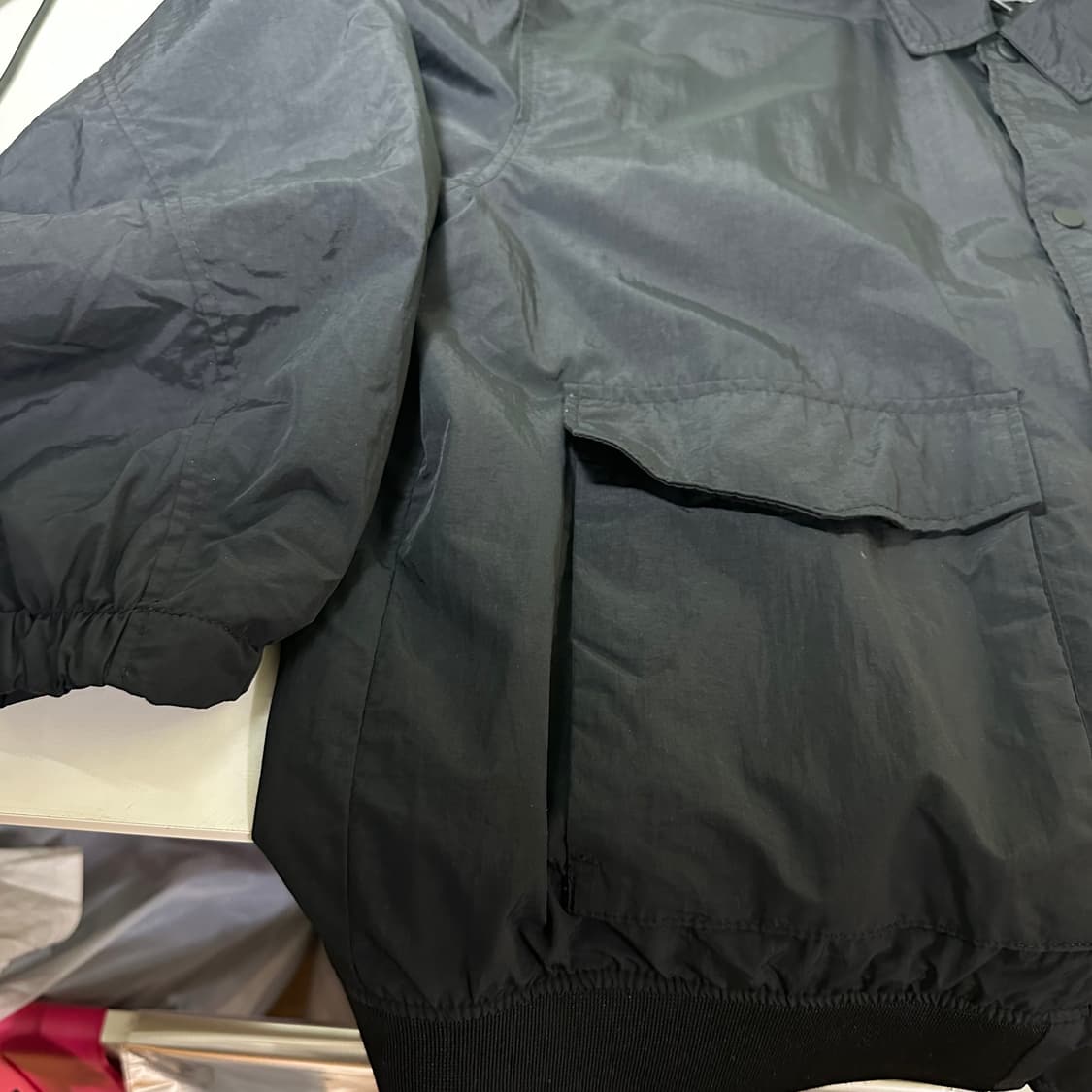 XL 흐앤므 H&M 블랙 오버핏 투포켓 버튼 바람막이 자켓 상품이미지2