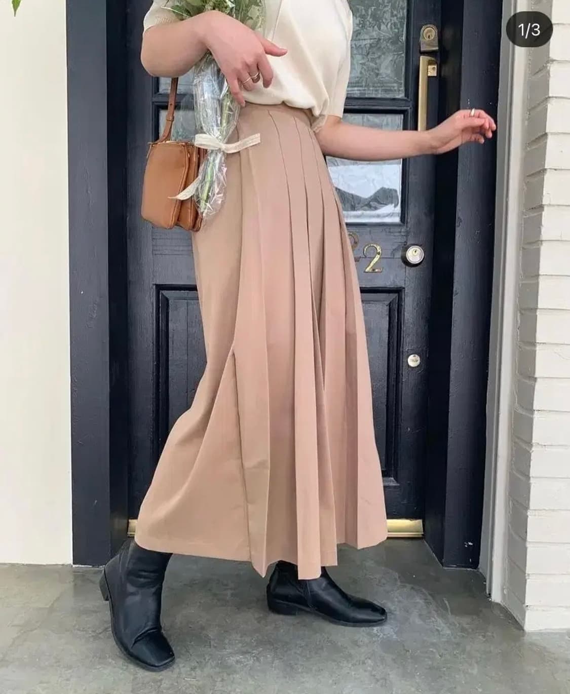 리넨느 핀턱스커트 베이지s +니트 아이보리 상품이미지1