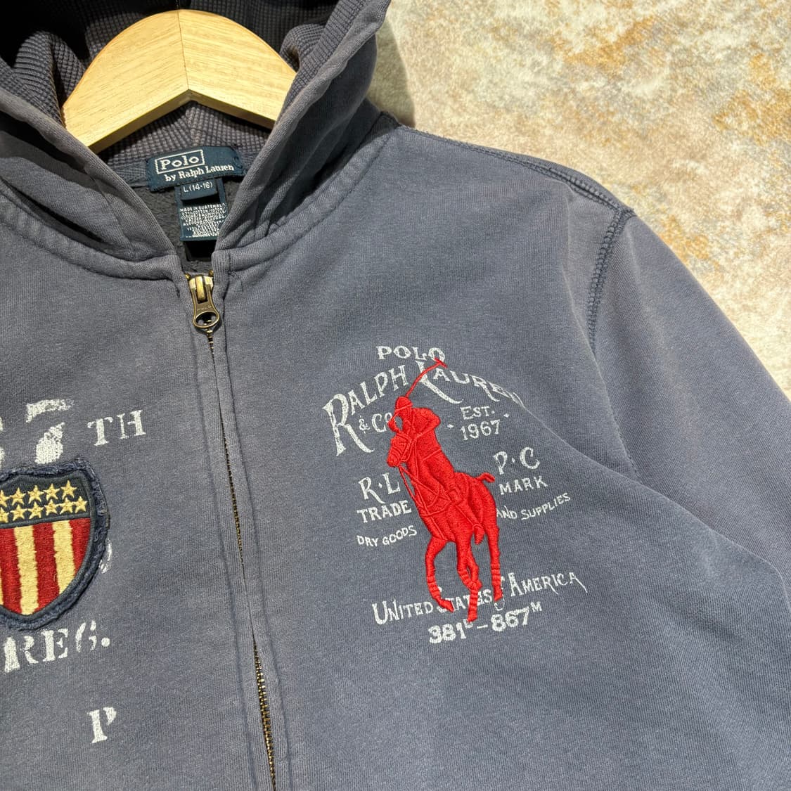 90‘s 폴로 빅포니 성조기 후드집업 상품이미지4