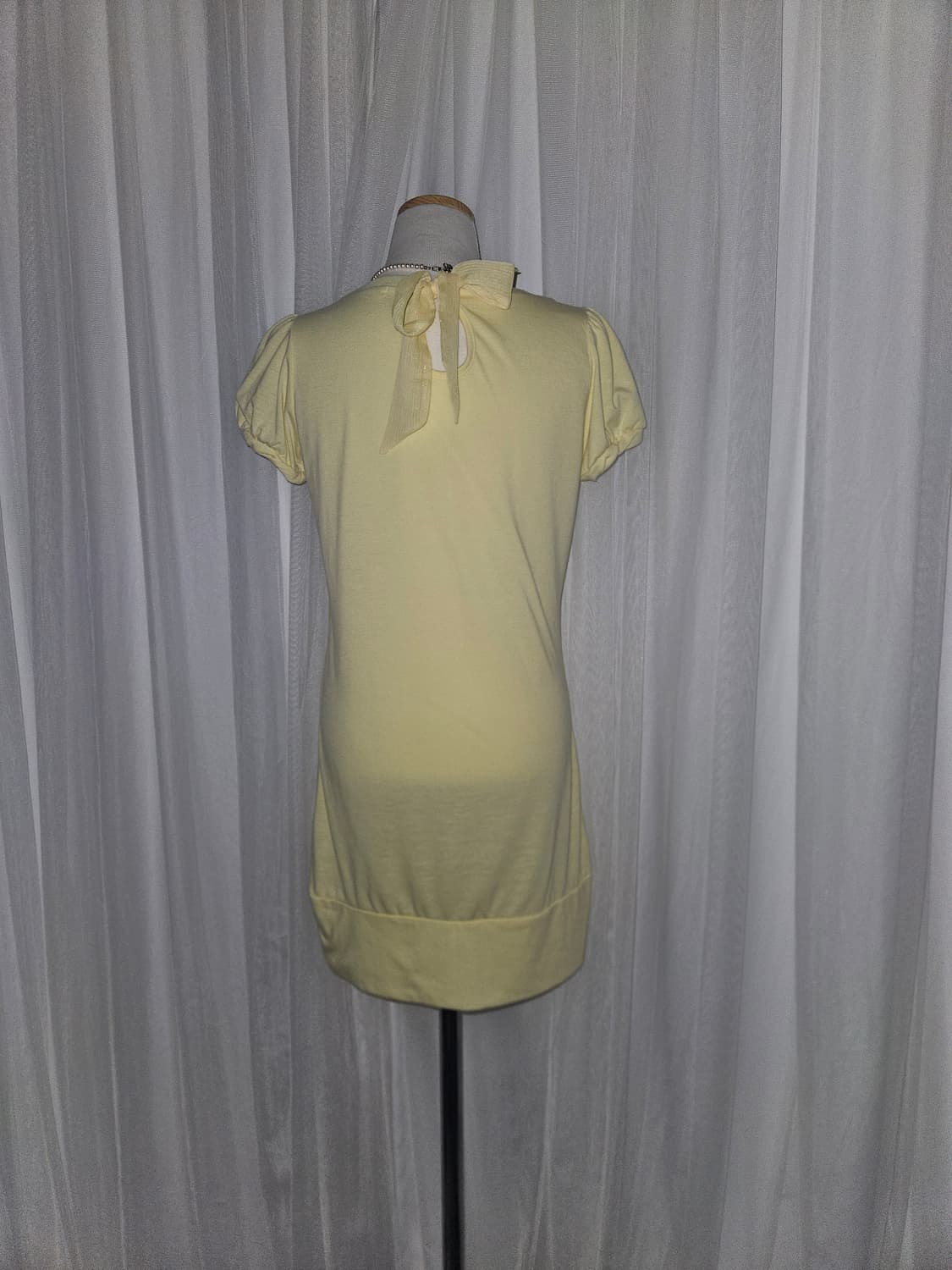 빈티지 y2k 2000s🍋레몬크림 리본 타이 원피스 상품이미지4