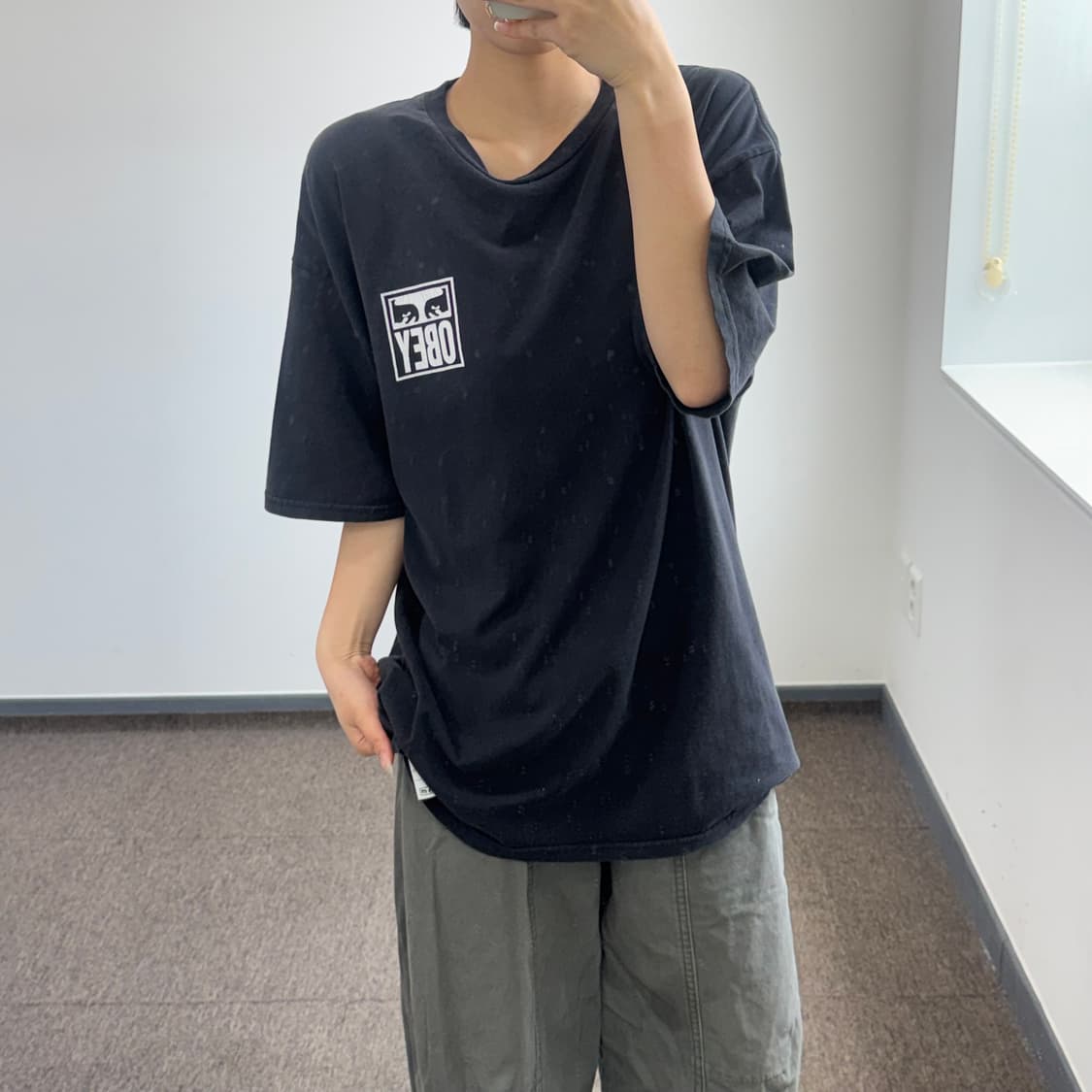 Obey 오베이 백 로고 블랙 반팔  상품이미지1