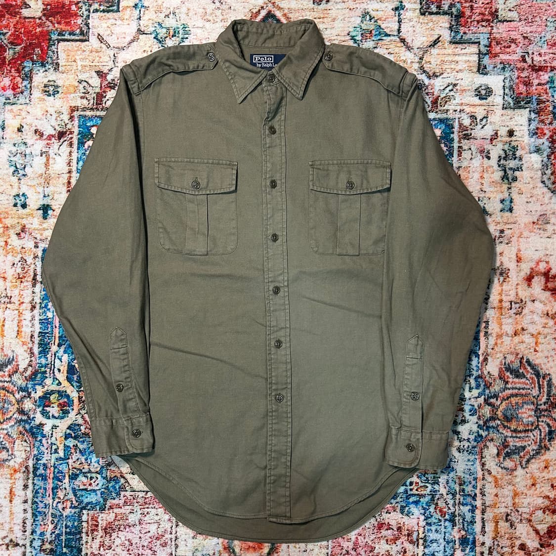 [XL] 90s 폴로 랄프로렌 피셔 라인 견장 밀리터리 셔츠 상품이미지1