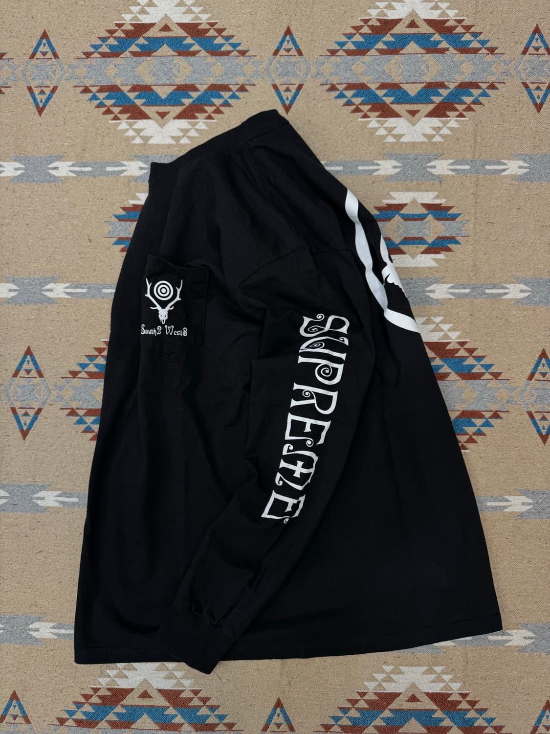 [M] 슈프림 x 사우스2 웨스트8 롱슬리브 포켓 티셔츠 블랙  상품이미지6