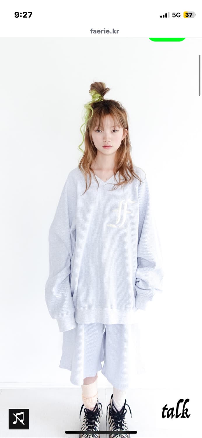 샵페어리 와플 브이넥 맨투맨 상품이미지1