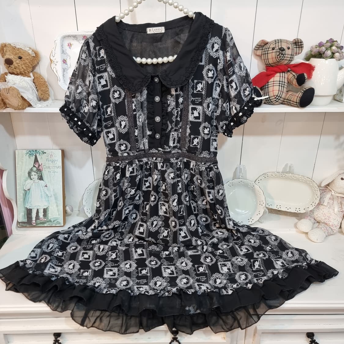 axes femme 블랙 패턴 원피스 상품이미지7