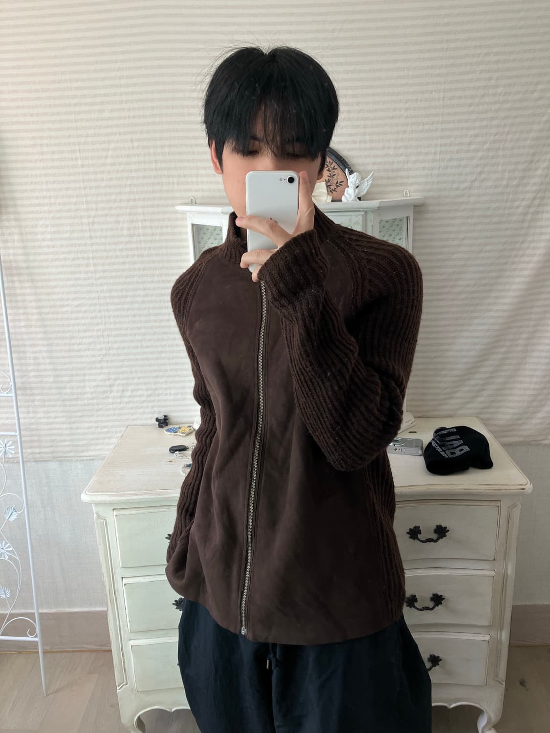 빈티지 초코 브라운 니트 집업 795 y2k 스트릿 갸루 펑키 일본빈티지 상품이미지1