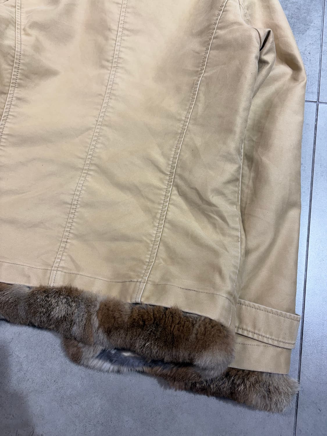 일본 빈티지 베이지 코튼 퍼 무스탕 자켓 상품이미지7