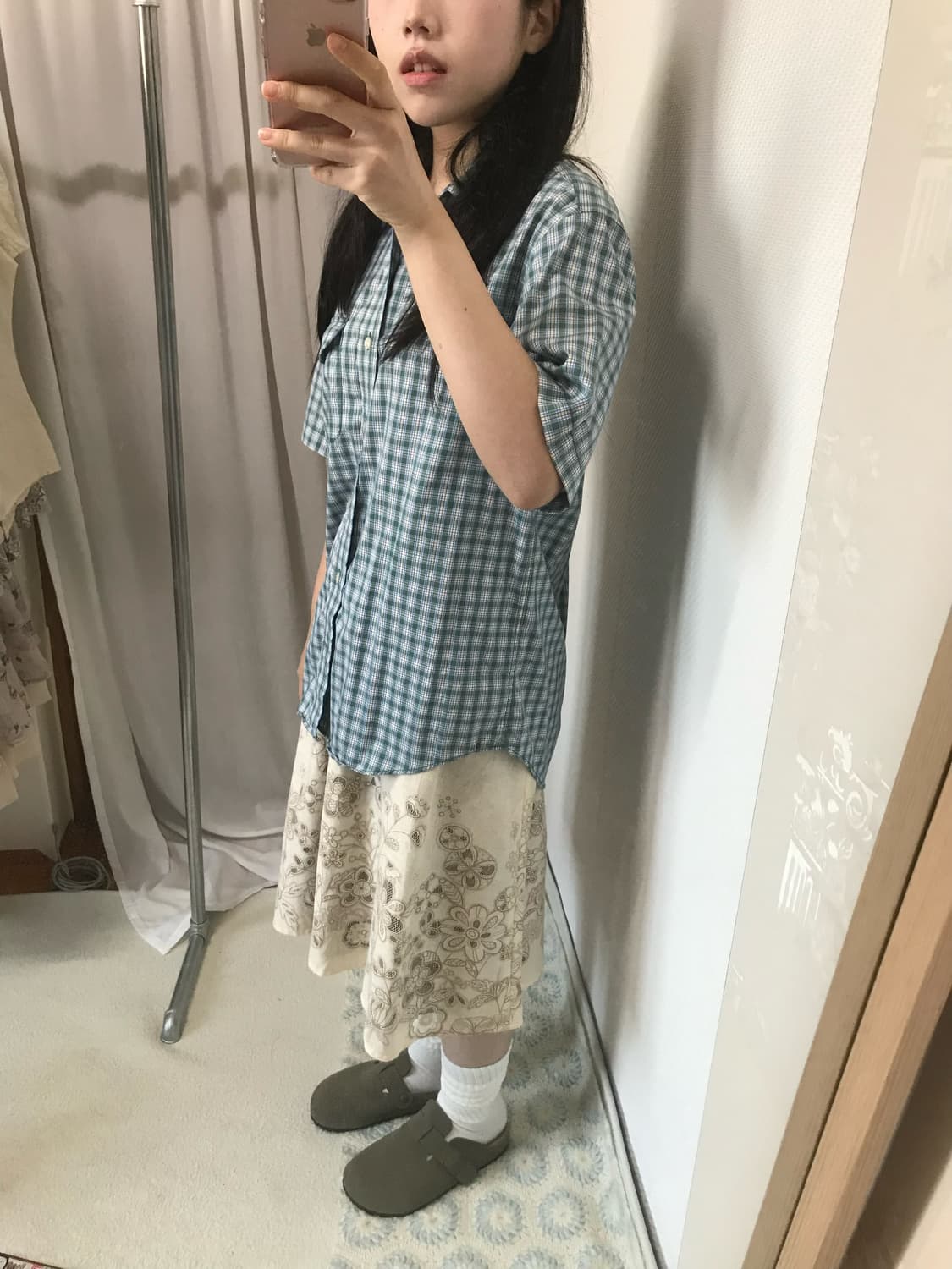 vintage over check short shirt 상품이미지2