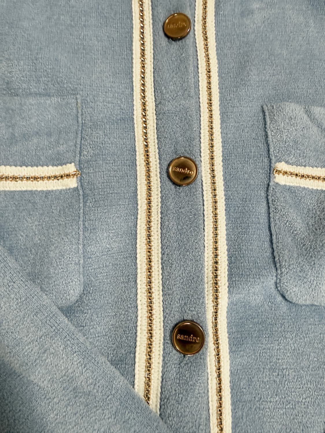 산드로 골드버턴 라이닝 가디건 블루 상품이미지4