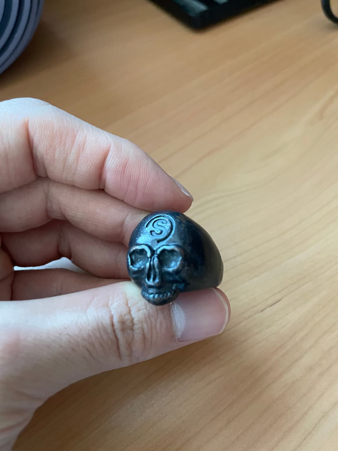 [S/M] 스투시 빈티지 블랙 스컬 링 상품이미지1