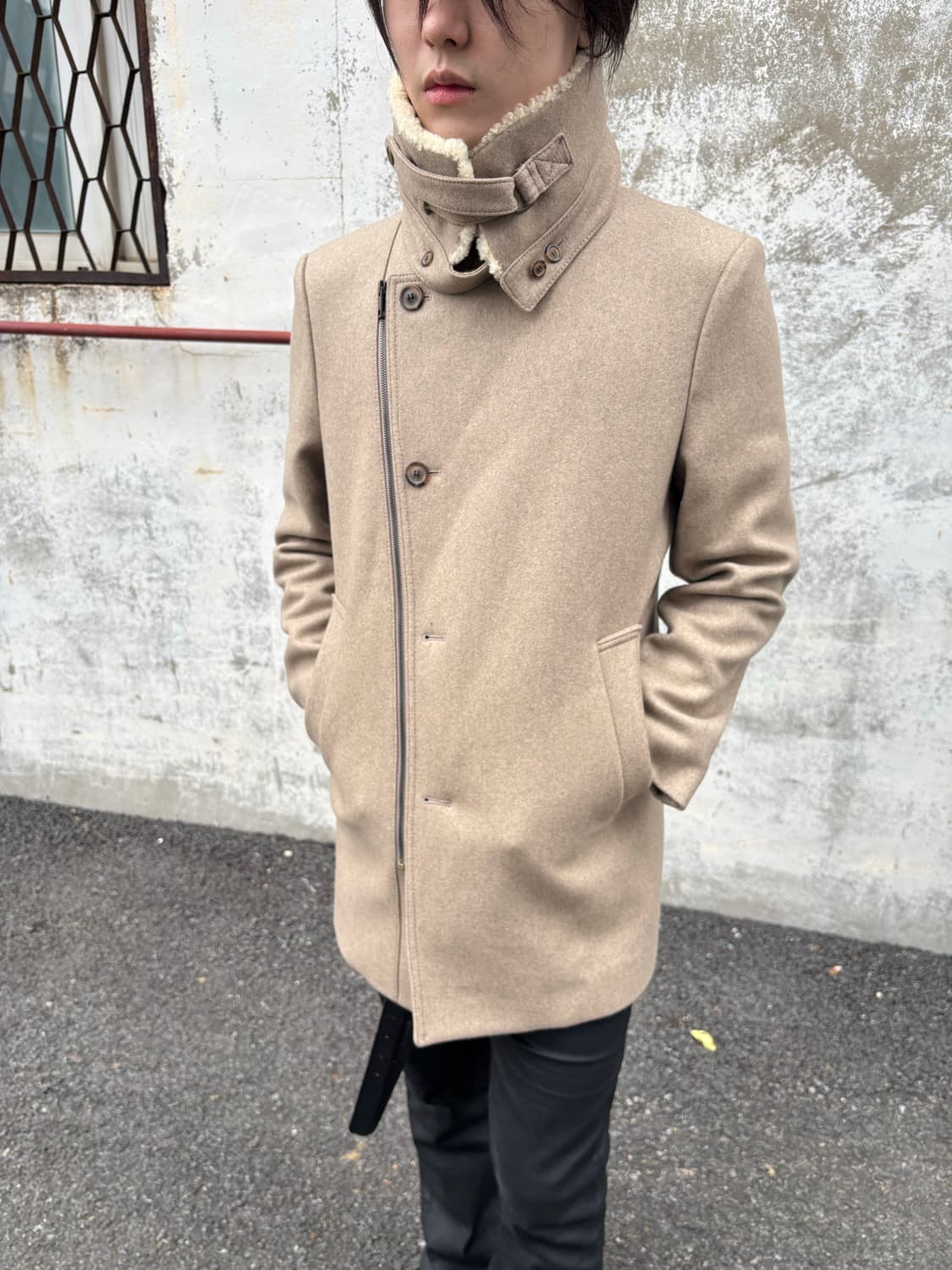 솔리드옴므 by 우영미 하이넥 더블 피코트  상품이미지4