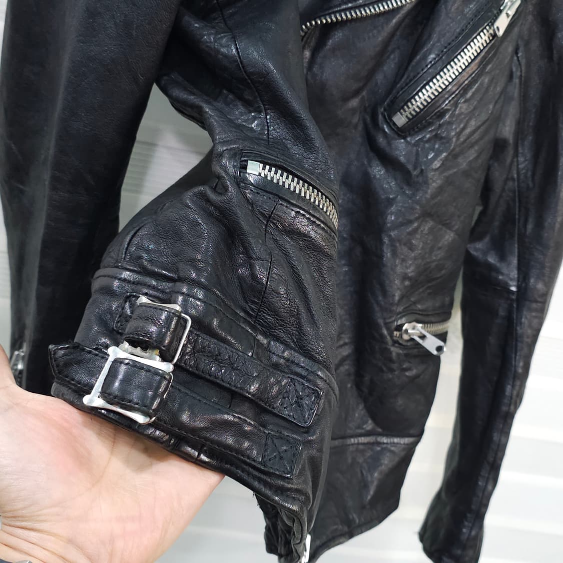 JAPAN 빈티지 투웨이집업 양가죽 라이더자켓- M정도 상품이미지4