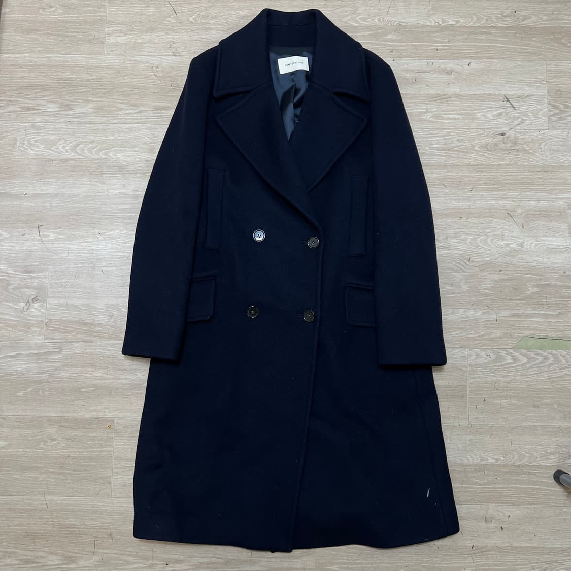 메리고라운드 여성 울 블렌드 더블 브레스티드 롱코트 [네이비] FREE 상품이미지1