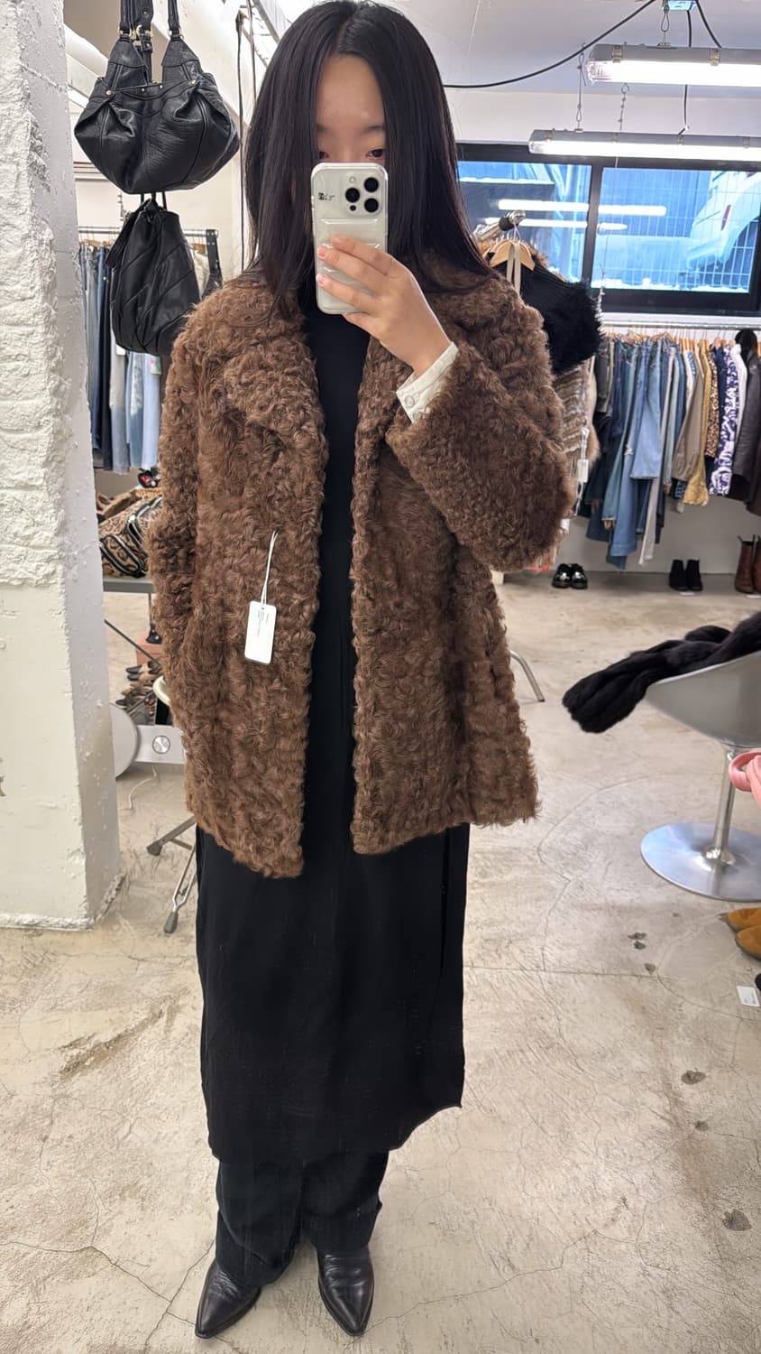 Vintage Curly Lamb Fur Jacket/ L 상품이미지8