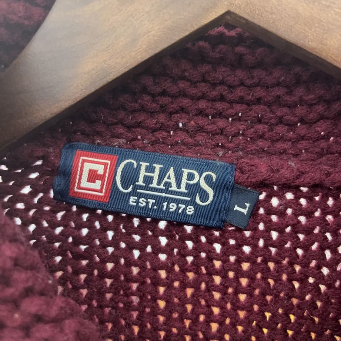 챔스 스노우 플레이크 버건디 니트 집업 가디건 L C06648 상품이미지5