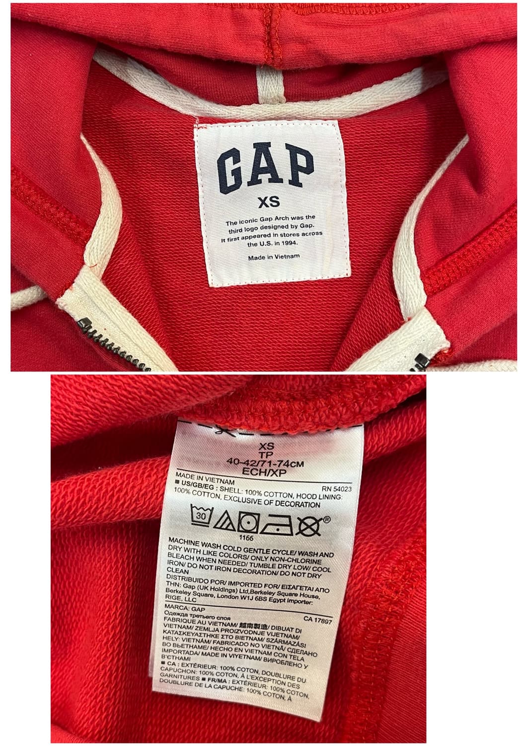 갭 후드집업 코랄 XS #csz3614 상품이미지3