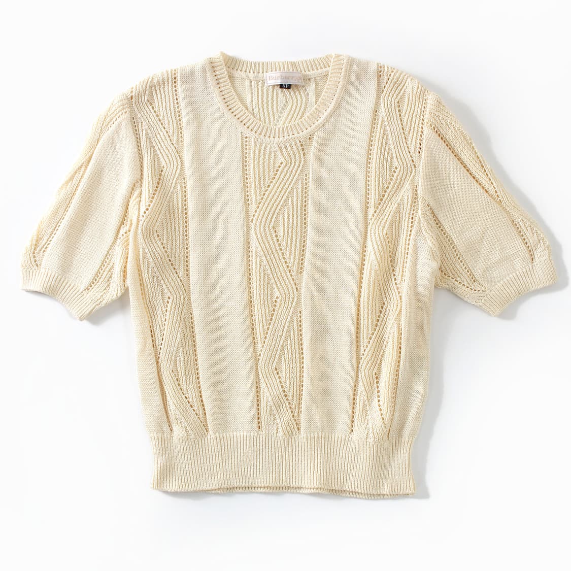 버버리 Burberry 빈티지  실크 반팔 아이보리 니트 상품이미지1