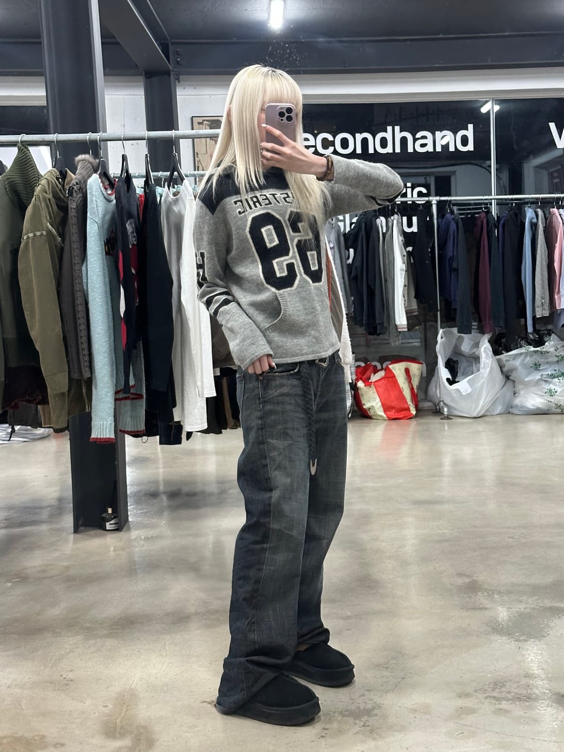 90s 히스테릭 글래머 울 로고 버튼 니트 상품이미지3